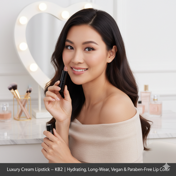 Lápiz Labial en Crema de Lujo – Naughty Nude – KB2 | Color de Labios Hidratante, de Larga Duración, Vegano y Libre de Parabenos